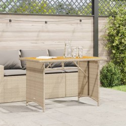 Table de jardin avec dessus en bois noir 110x68x70 cm rotin 