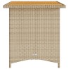 Table de jardin avec dessus en bois noir 110x68x70 cm rotin 