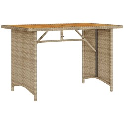 Table de jardin avec dessus en bois noir 110x68x70 cm rotin 