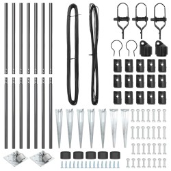 Set de poteaux de clôture 7 pcs Gris Ø32mm 160 cm Métal 