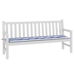 Coussin de banc d'extérieur rayé bleu & blanc 180x50x4 cm Tissu Oxford 