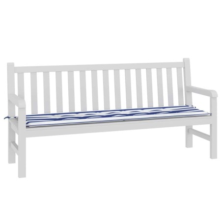 Coussin de banc d'extérieur rayé bleu & blanc 180x50x4 cm Tissu Oxford 