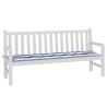 Coussin de banc d'extérieur rayé bleu & blanc 180x50x4 cm Tissu Oxford 