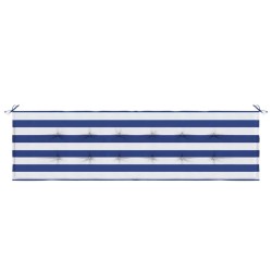 Coussin de banc d'extérieur rayé bleu & blanc 180x50x4 cm Tissu Oxford 