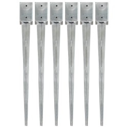 Piquets au sol 6 pcs Argenté 9x9x90 cm Acier galvanisé 