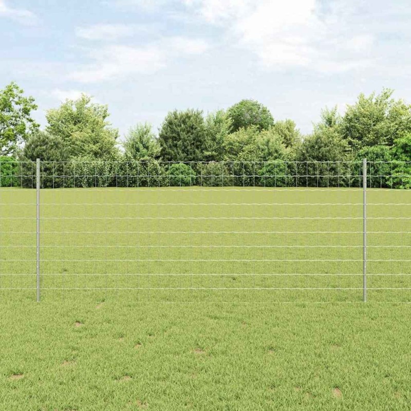 Euro Fence avec 10 poteaux Argent 1x10 m Acier 