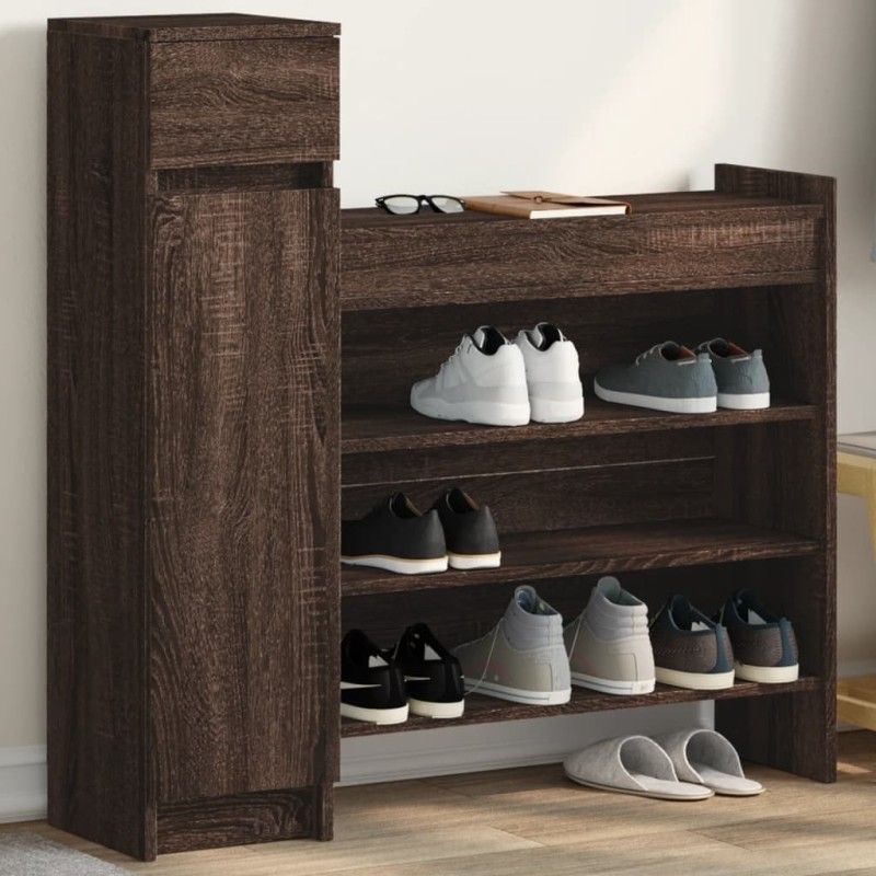 Armoire à chaussures chêne marron bois d’ingénierie 
