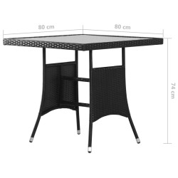 Table de jardin Noir 80x80x74 cm Résine tressée 