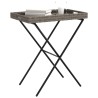 Table à plateau pliable gris 65x40x75 cm résine tressée 