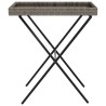 Table à plateau pliable gris 65x40x75 cm résine tressée 