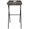 Table à plateau pliable gris 65x40x75 cm résine tressée 