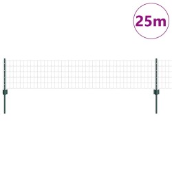 Clôture Euro avec 11 poteaux verts 0,4x25 m en acier 