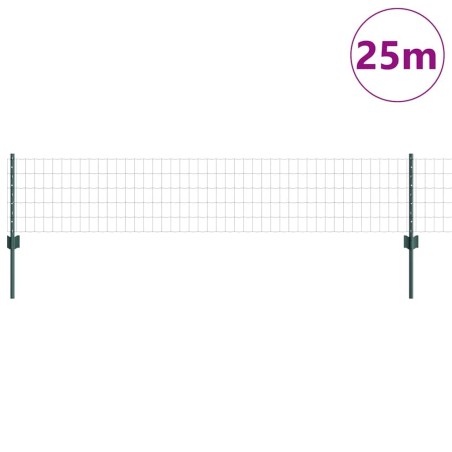 Clôture Euro avec 11 poteaux verts 0,4x25 m en acier 