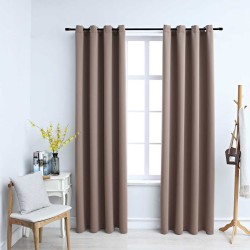 Rideaux occultants avec anneaux en métal 2 pcs Taupe 140x225 cm 