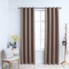 Rideaux occultants avec anneaux en métal 2 pcs Taupe 140x225 cm 