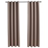 Rideaux occultants avec anneaux en métal 2 pcs Taupe 140x225 cm 