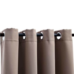 Rideaux occultants avec anneaux en métal 2 pcs Taupe 140x225 cm 