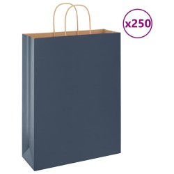 Sacs en papier 250 pcs avec poignées bleu 32x12x42 cm 