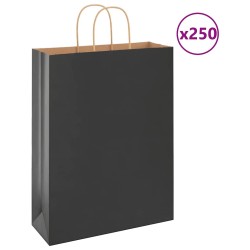 Sacs en papier 250 pcs avec poignées noir 32x12x42 cm 