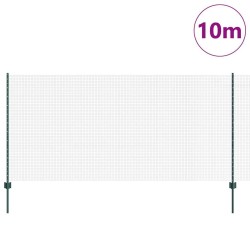 Clôture en Fil Soudé avec 5 Poteaux en U Verte 1,2x10 m Acier 