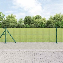 Clôture Euro avec 7 poteaux flasqués 0,6x10 m en acier galvanisé 