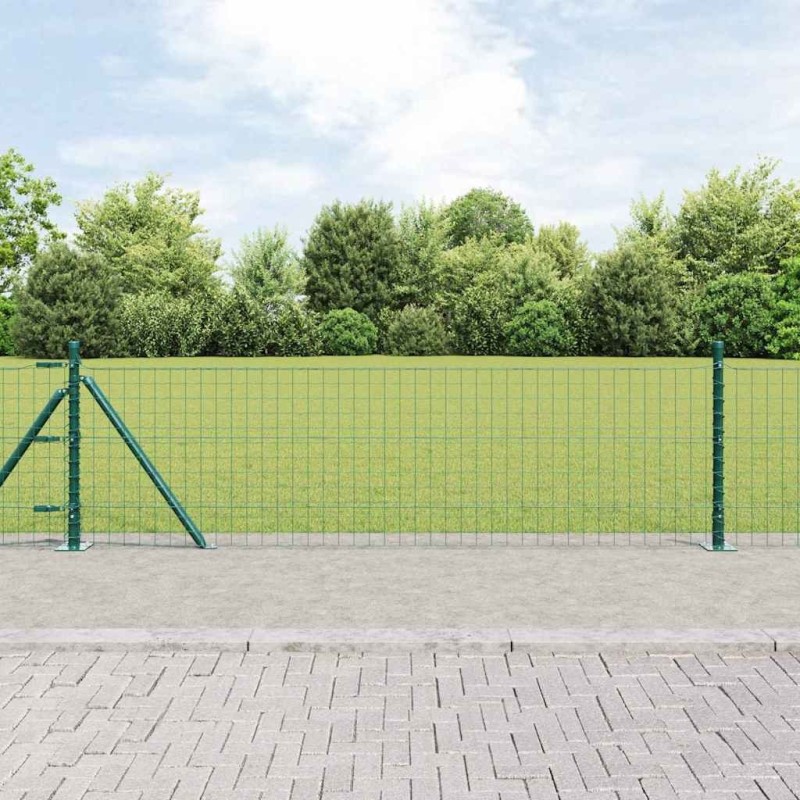 Clôture Euro avec 7 poteaux flasqués 0,6x10 m en acier galvanisé 
