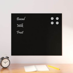 Tableau noir magnétique mural Noir 60x50 cm Verre trempé 