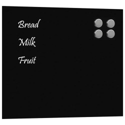 Tableau noir magnétique mural Noir 60x50 cm Verre trempé 