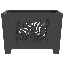 Foyer Carré Noir 60x60x40 cm Acier 