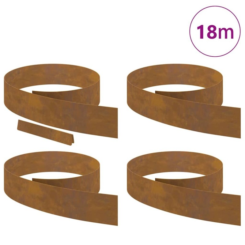Bordure de jardin 4 pcs Rouillé 450 x 15 cm 