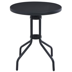 Table de jardin Noir 80 cm Acier et verre 