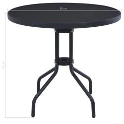 Table de jardin Noir 80 cm Acier et verre 