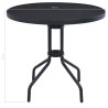 Table de jardin Noir 80 cm Acier et verre 