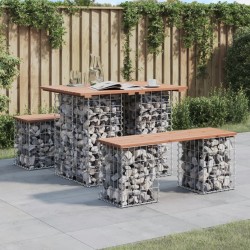 Banc de jardin design gabion 100x70x72cm bois massif de douglas 