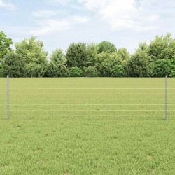 Clôture Euro avec 5 poteaux en U Argent 0,6x10 m Acier 
