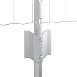 Clôture Euro avec 5 poteaux en U Argent 0,6x10 m Acier 