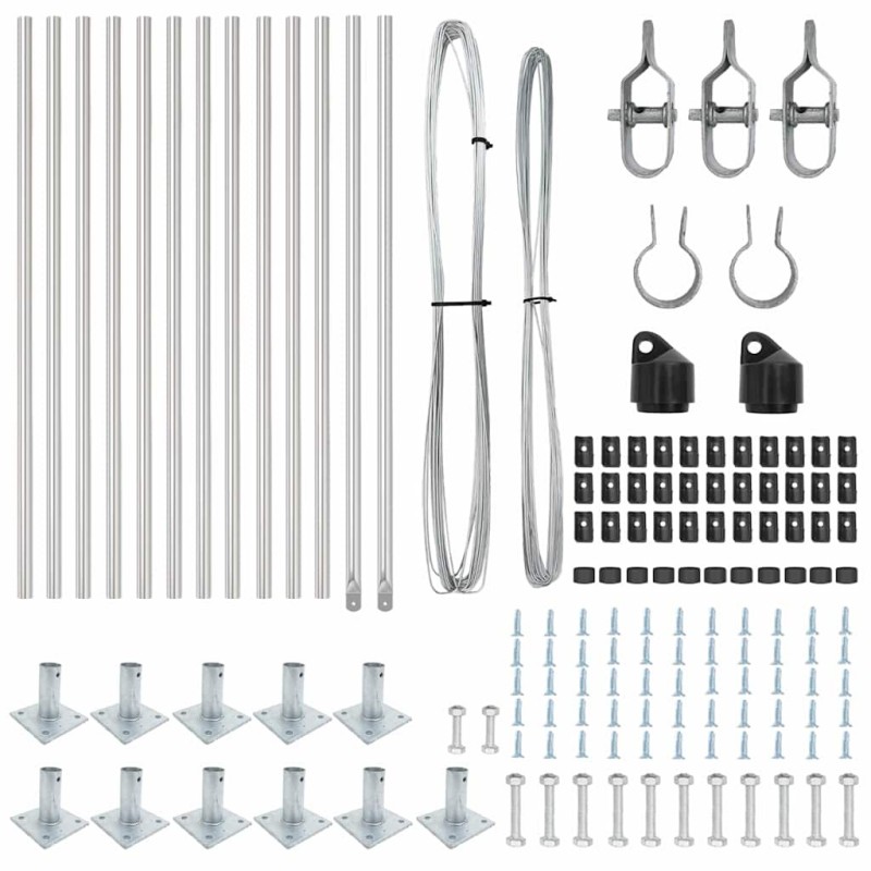 Set de poteaux de clôture 13 pcs Argent Ø32mm 160 cm 