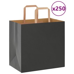 Sacs en papier 250 pcs avec poignées noir 26x17x25 cm 