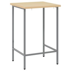 Table de travail grise 55x55x85 cm en acier et bois d'ingénierie 