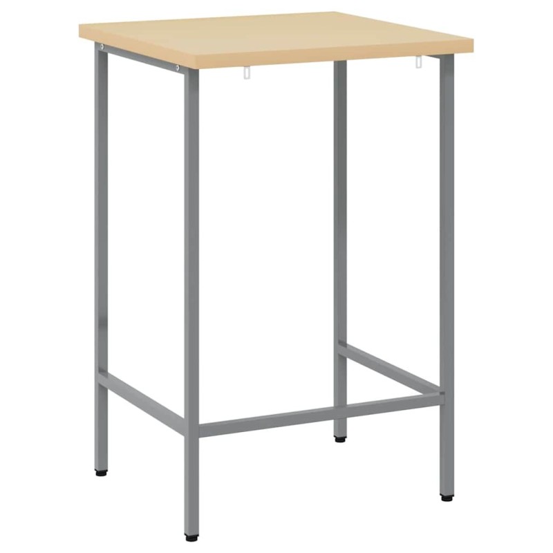 Table de travail grise 55x55x85 cm en acier et bois d'ingénierie 