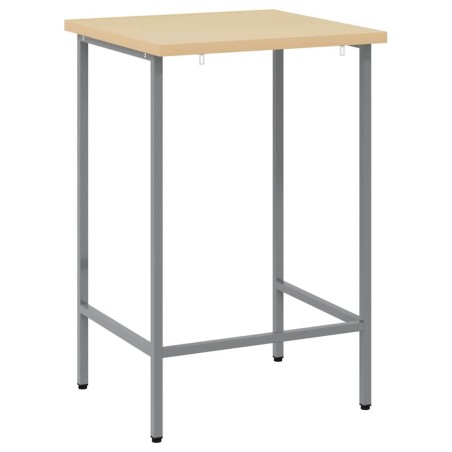 Table de travail grise 55x55x85 cm en acier et bois d'ingénierie 