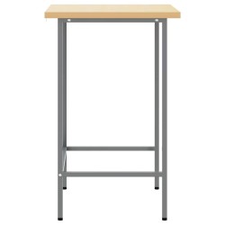 Table de travail grise 55x55x85 cm en acier et bois d'ingénierie 