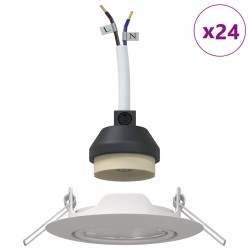 Spots Encastrés 24 pcs Ronds GU10 Blanc Ø90 mm Acier 