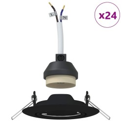Spots encastrés 24 pcs Rond GU10 Noir Ø90 mm Acier 