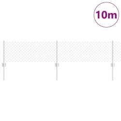 Clôture en Chaîne avec 10 Pieux en U Argenté 0.4x10 m Acier 
