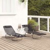Chaises longues pliantes 2 pcs avec appuie-tête noir Textilène 