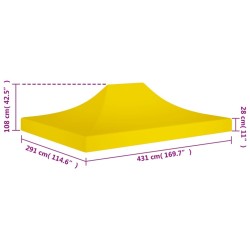 Toit de tente de réception 4,5x3 m Jaune 270 g/m² 