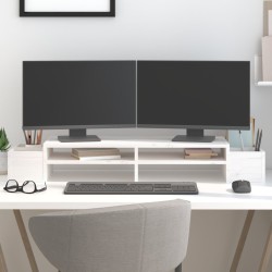 Support de moniteur Blanc 100x27,5x15 cm Bois de pin solide 