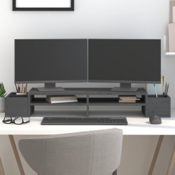 Support de moniteur Gris 100x27,5x15 cm Bois de pin solide 