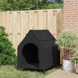 Maison pour chien en tissu Oxford noir et acier 
